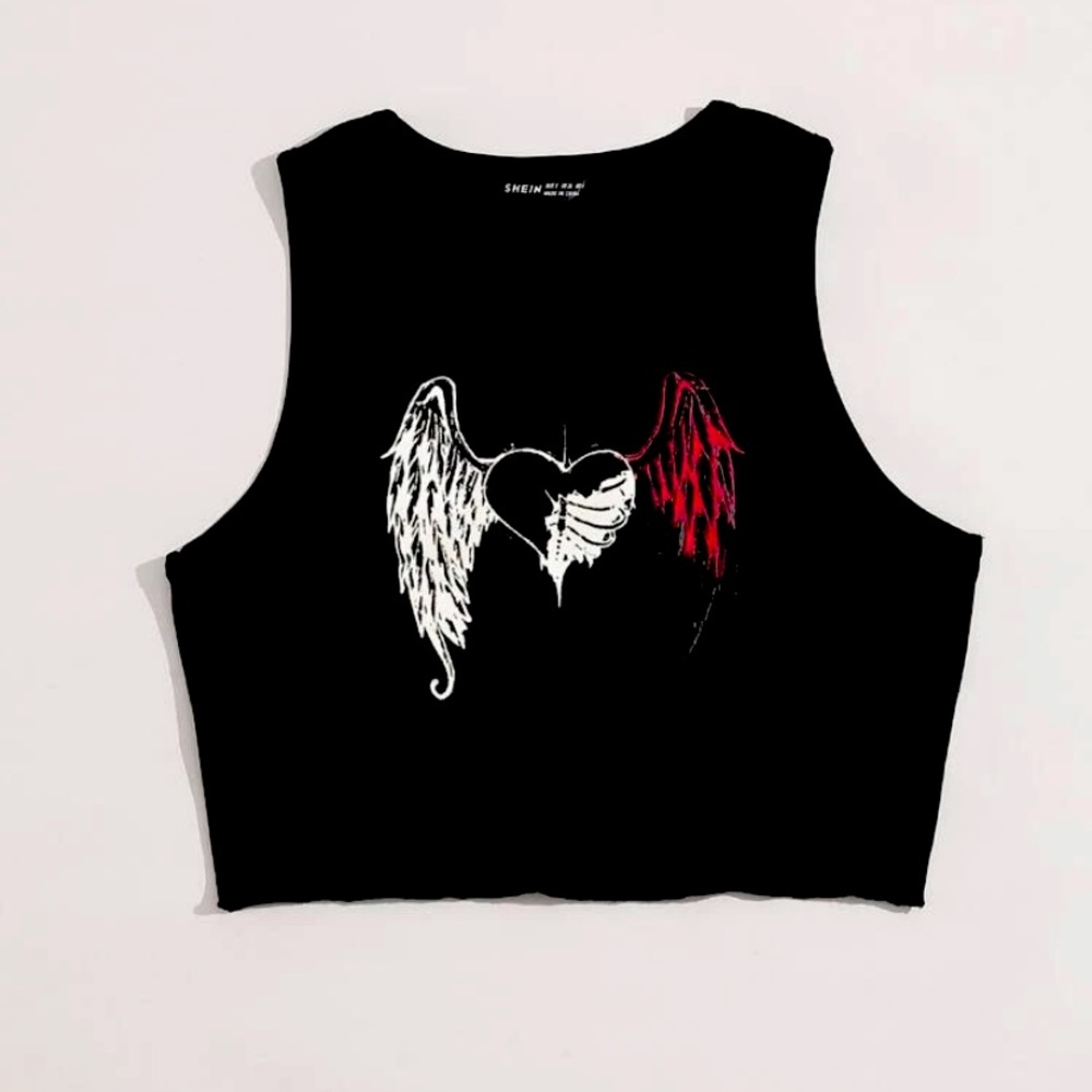 Heart and Wings Print Tank Top